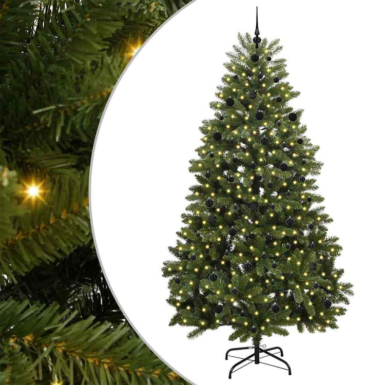 Vidaxl kunstkerstboom 240 cm 300 led's warmwit pvc en staal groen