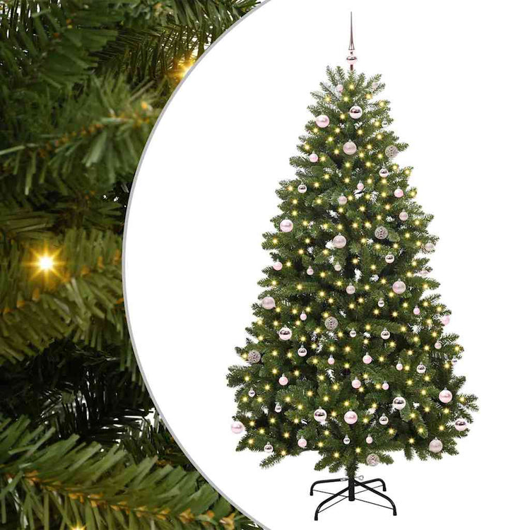 Vidaxl kunstkerstboom 240 cm 300 led's warmwit pvc en staal groen