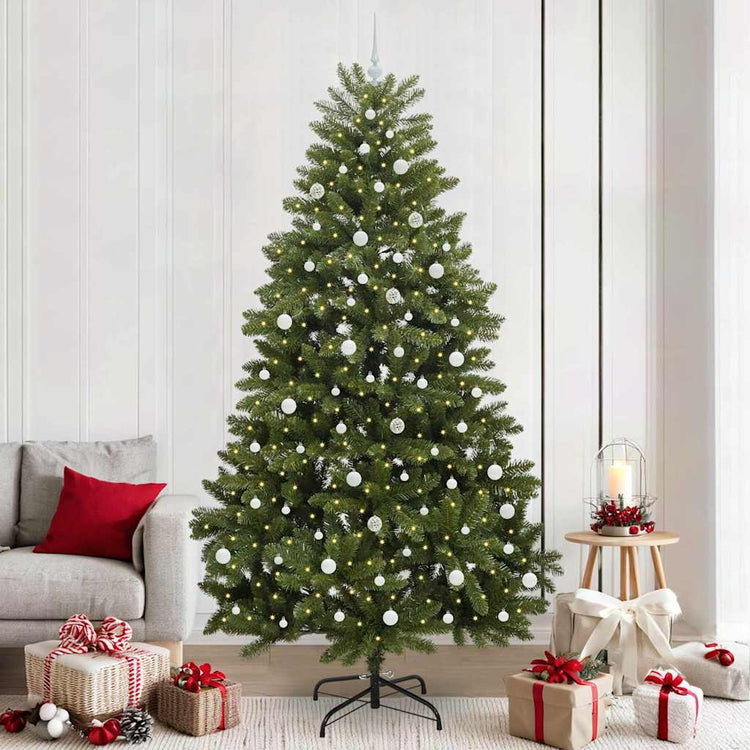 Vidaxl kunstkerstboom 240 cm 300 led's warmwit pvc en staal groen