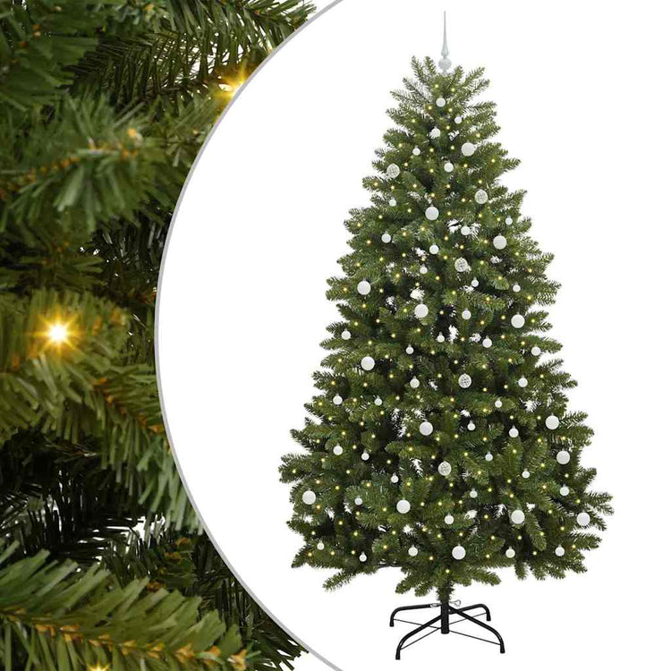 Vidaxl kunstkerstboom 240 cm 300 led's warmwit pvc en staal groen