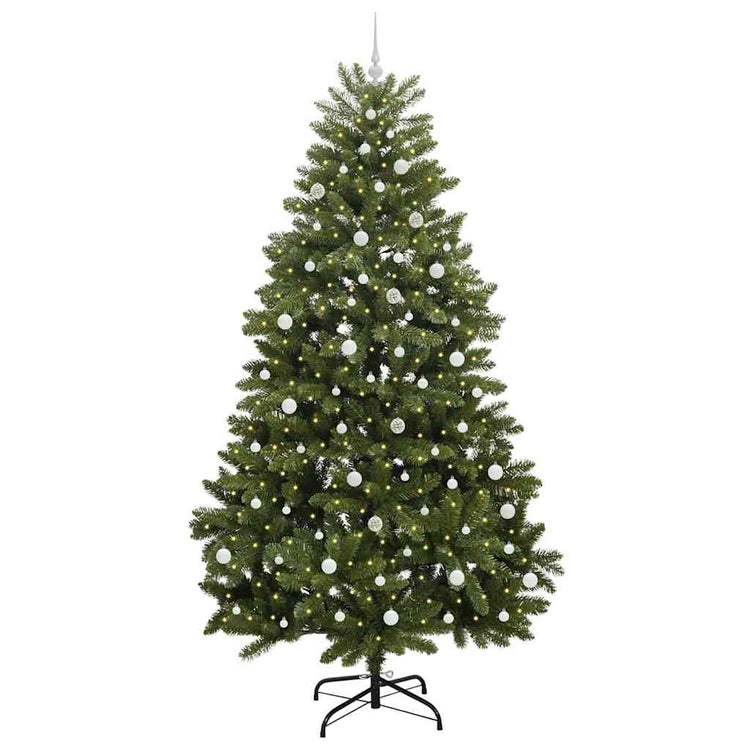 Vidaxl kunstkerstboom 240 cm 300 led's warmwit pvc en staal groen