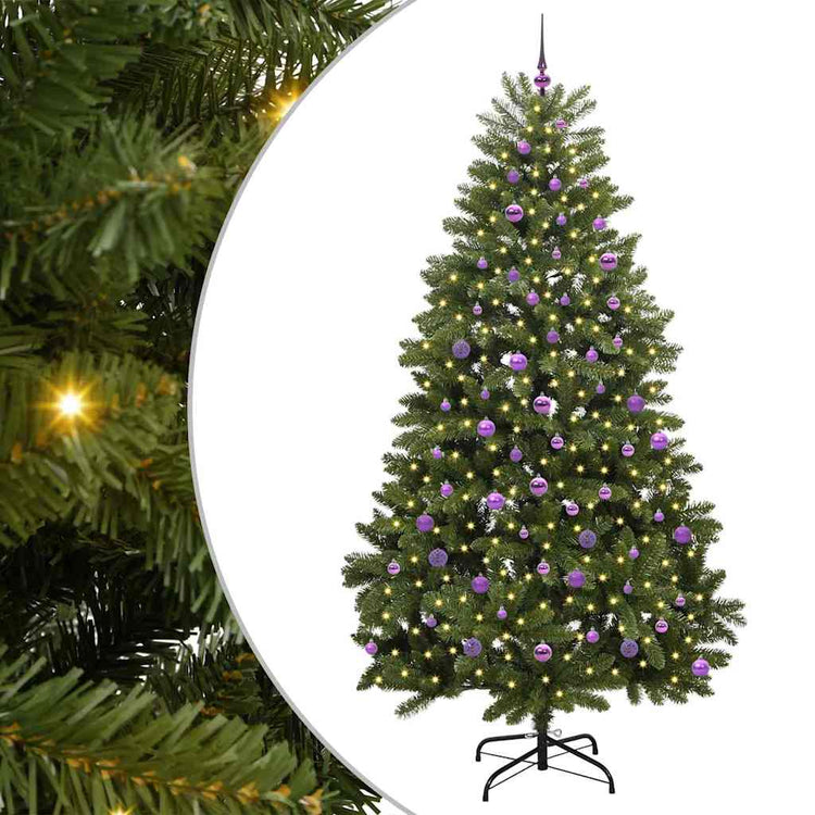 Vidaxl kunstkerstboom 240 cm 300 led's warmwit pvc en staal groen