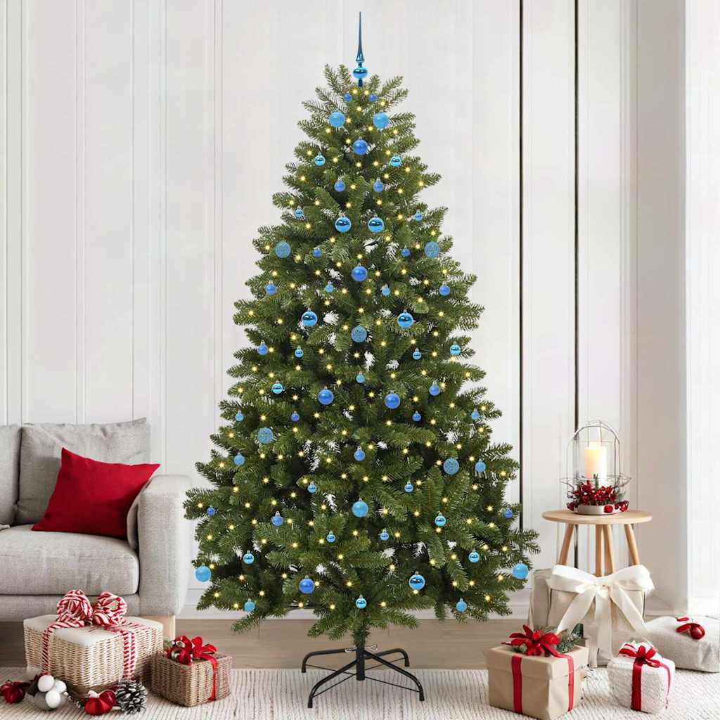 Vidaxl kunstkerstboom 240 cm 300 led's warmwit pvc en staal groen