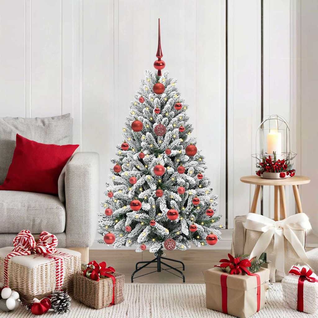 Vidaxl kunstkerstboom 120 cm 150 led's warmwit pvc en staal