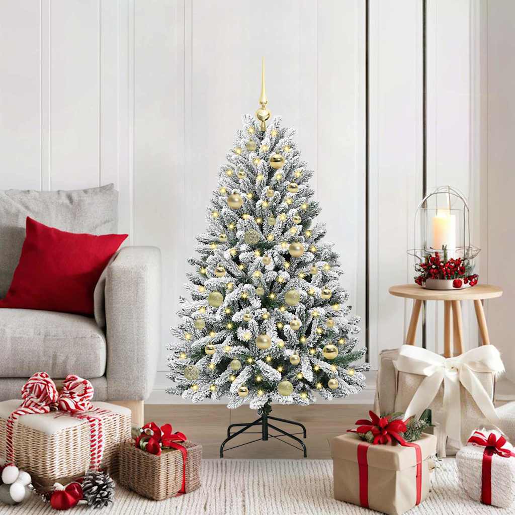 Vidaxl kunstkerstboom 120 cm 150 led's warmwit pvc en staal