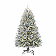 Vidaxl kunstkerstboom 150 cm 150 led's warmwit pvc en staal - afbeelding 3