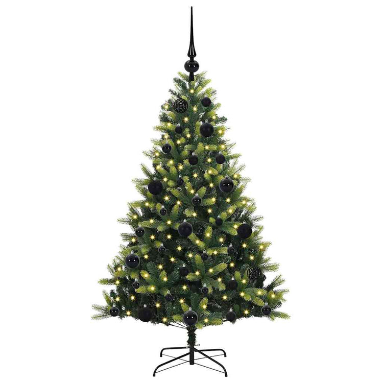 Vidaxl kunstkerstboom met scharnier 150 leds groen 120 cm pvc en pe