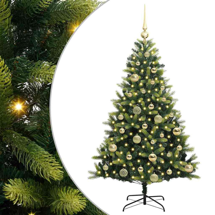Vidaxl kunstkerstboom met scharnier 150 leds groen 120 cm pvc en pe