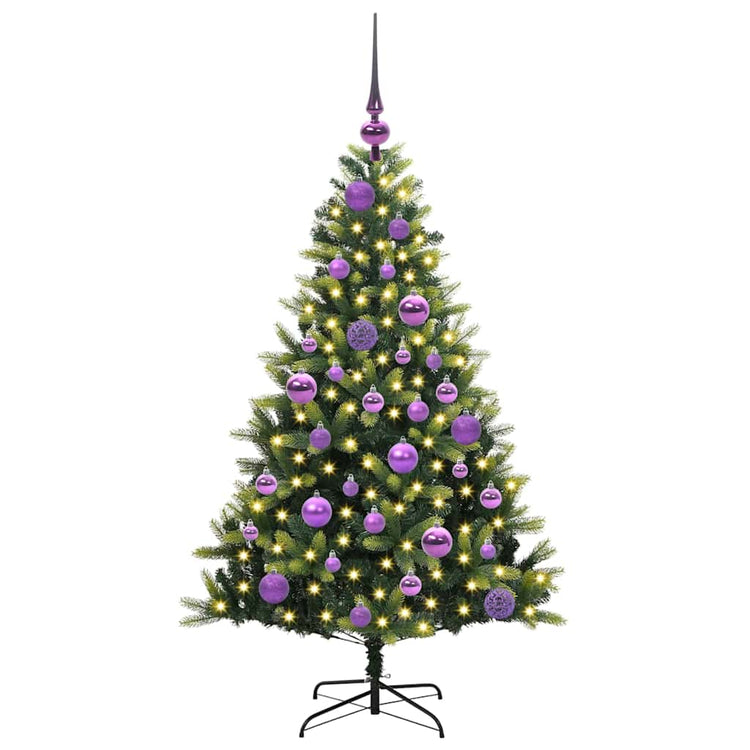 Vidaxl kunstkerstboom met scharnier 150 leds groen 120 cm pvc en pe