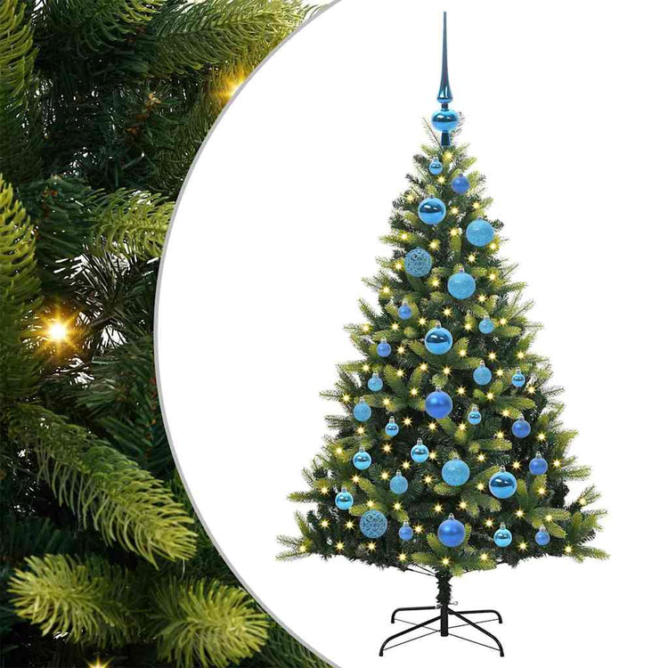 Vidaxl kunstkerstboom met scharnier 150 leds groen 120 cm pvc en pe