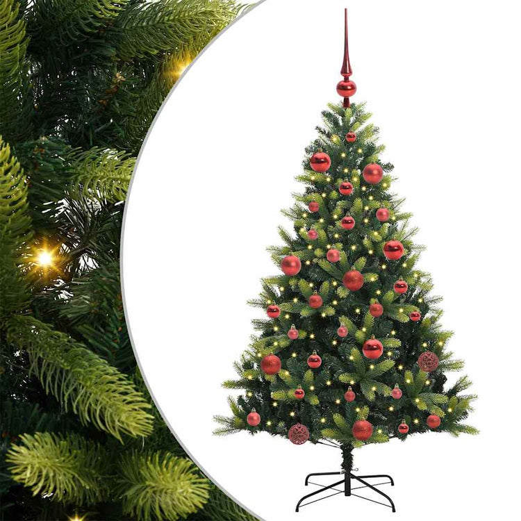 Vidaxl kunstkerstboom met scharnier 150 leds groen 150 cm pvc en pe