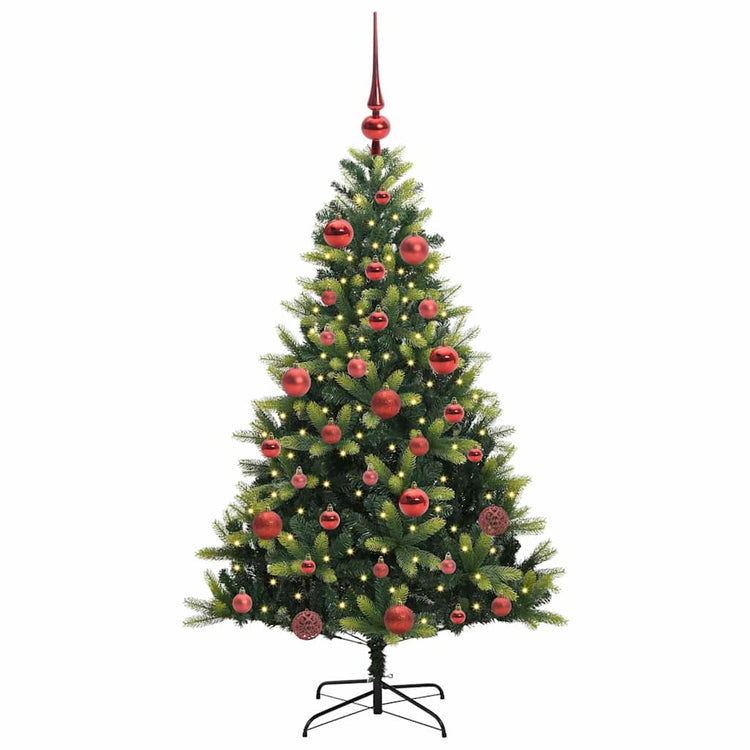 Vidaxl kunstkerstboom met scharnier 150 leds groen 150 cm pvc en pe