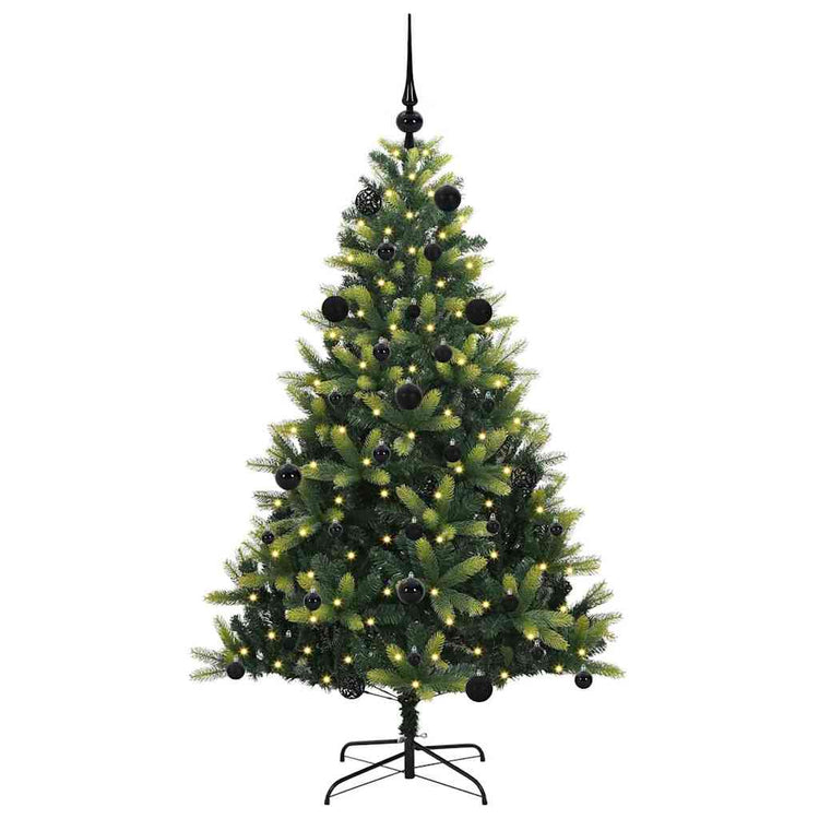 Vidaxl kunstkerstboom met scharnier 150 leds groen 150 cm pvc en pe