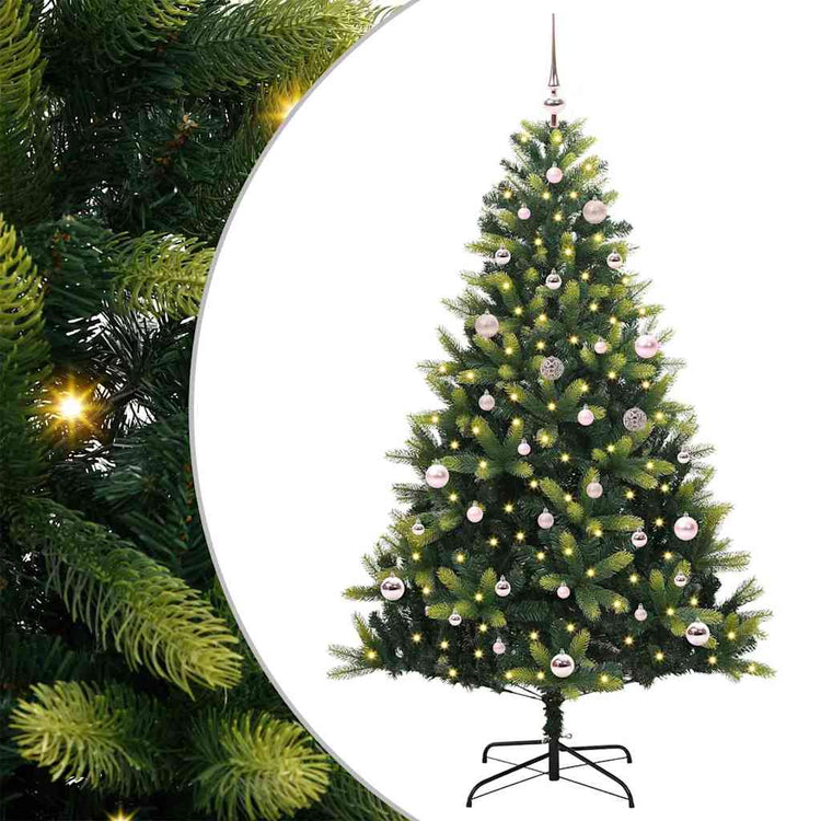 Vidaxl kunstkerstboom met scharnier 150 leds groen 150 cm pvc en pe