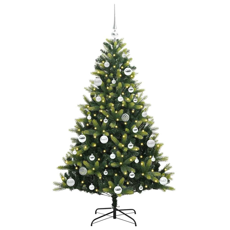 Vidaxl kunstkerstboom met scharnier 150 leds groen 150 cm pvc en pe