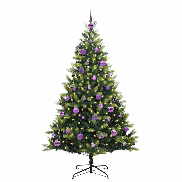 Vidaxl kunstkerstboom met scharnier 150 leds groen 150 cm pvc en pe