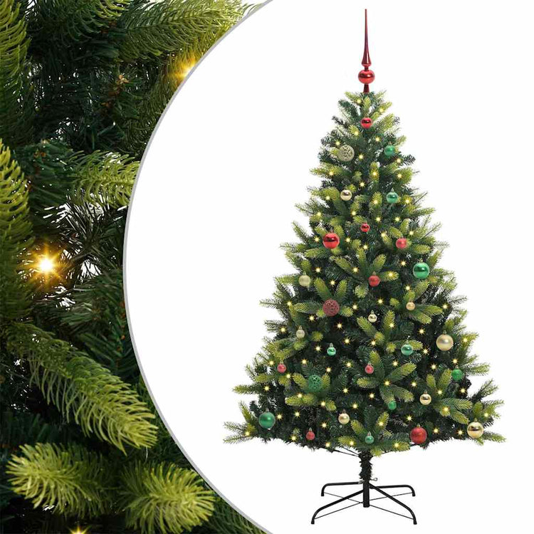 Vidaxl kunstkerstboom met scharnier 150 leds groen 150 cm pvc en pe