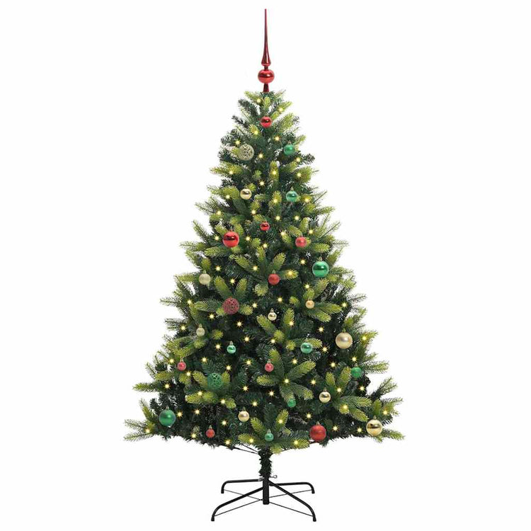 Vidaxl kunstkerstboom met scharnier 150 leds groen 150 cm pvc en pe