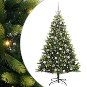 Vidaxl kunstkerstboom met scharnier 300 leds groen 180 cm pvc en pe - afbeelding 2