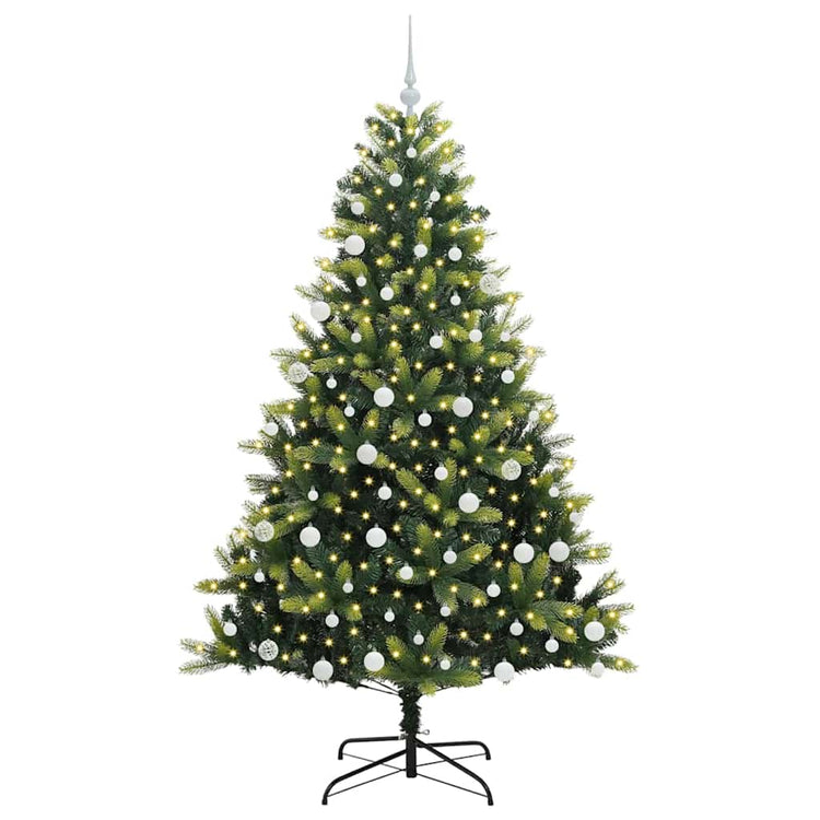 Vidaxl kunstkerstboom met scharnier 300 leds groen 180 cm pvc en pe
