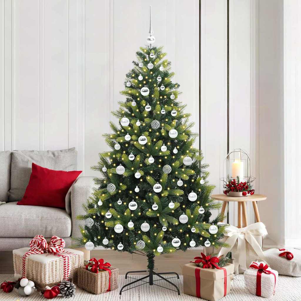 Vidaxl kunstkerstboom met scharnier 300 leds groen 180 cm pvc en pe