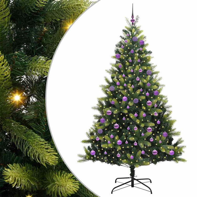 Vidaxl kunstkerstboom met scharnier 300 leds groen 180 cm pvc en pe
