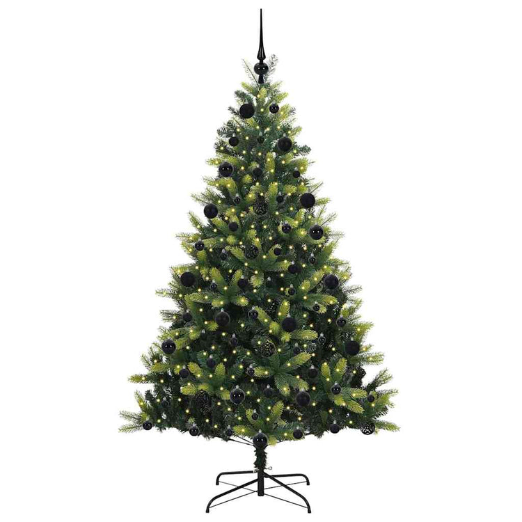 Vidaxl kunstkerstboom met scharnier 300 leds groen 210 cm pvc en pe