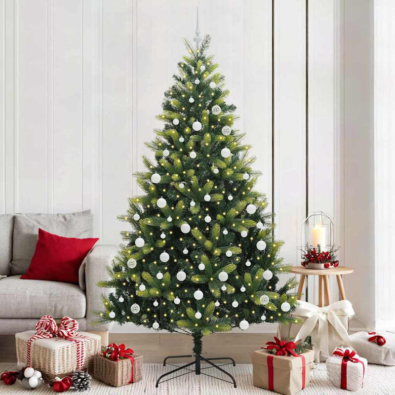 Vidaxl kunstkerstboom met scharnier 300 leds groen 210 cm pvc en pe