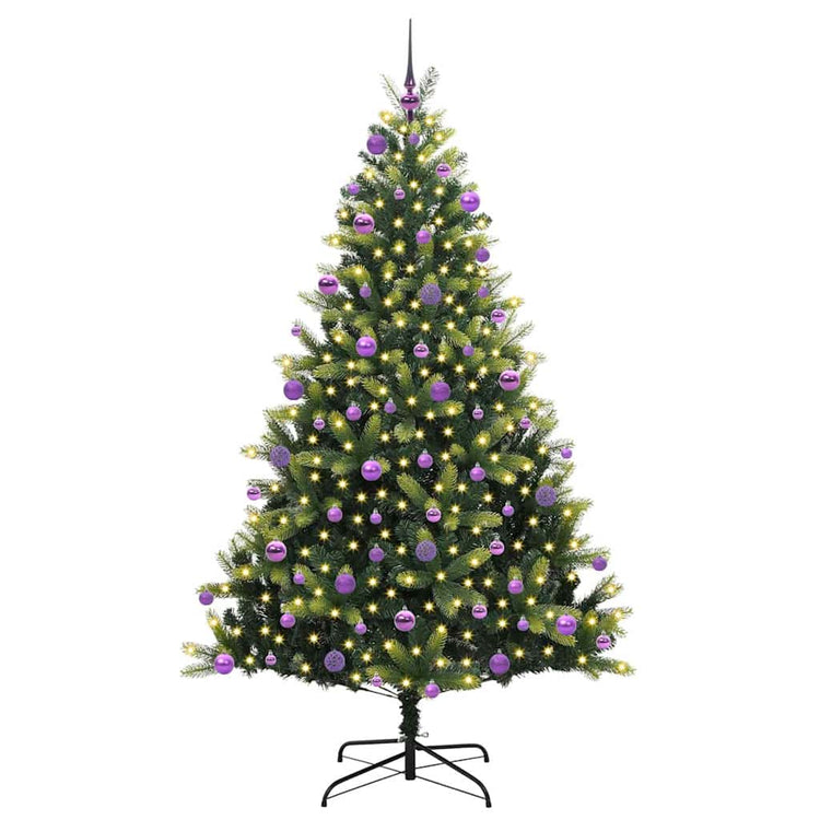 Vidaxl kunstkerstboom met scharnier 300 leds groen 210 cm pvc en pe