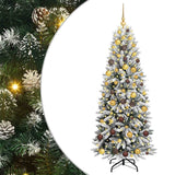 Vidaxl kunstkerstboom wit 180 cm pvc en plastic en staal en pe - afbeelding 2