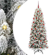 Vidaxl kunstkerstboom wit 180 cm pvc en plastic en staal en pe - afbeelding 2