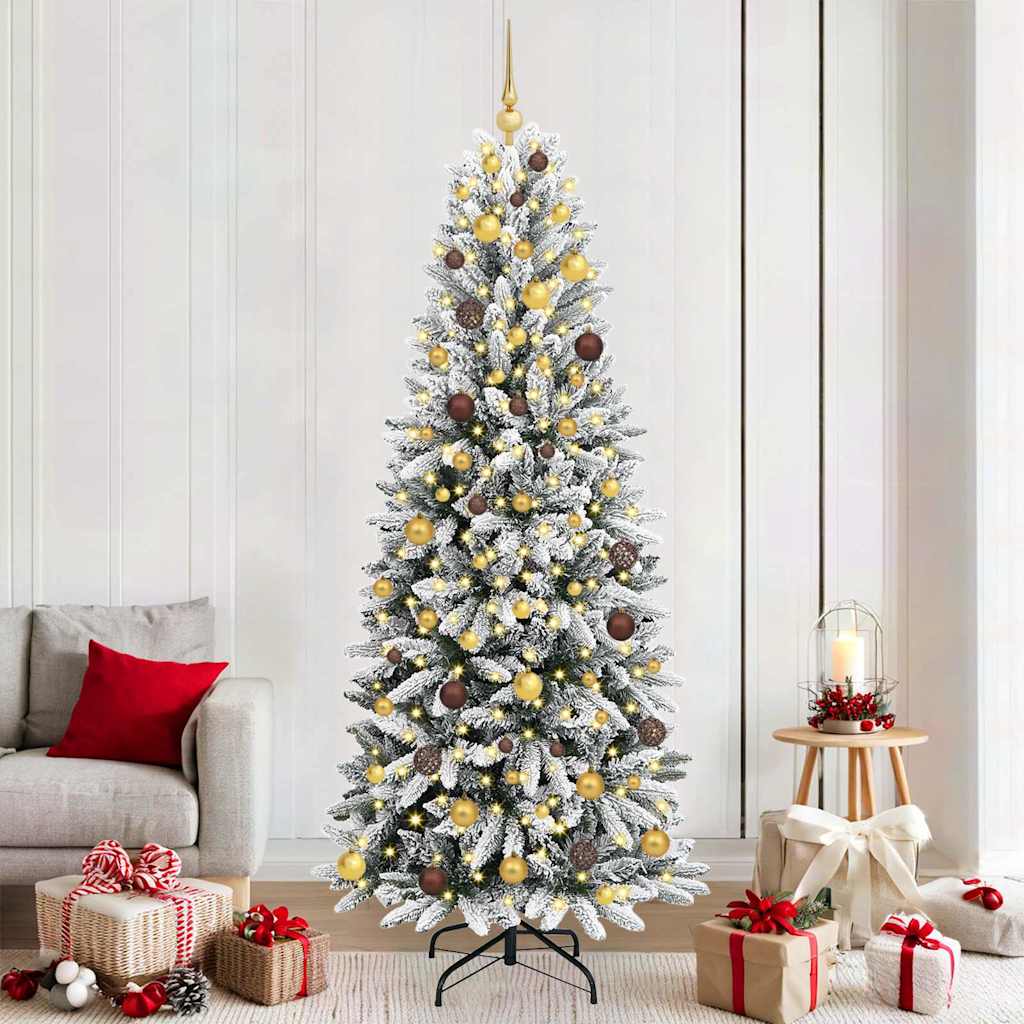 Vidaxl kunstkerstboom wit 210 cm pvc en plastic en staal en pe