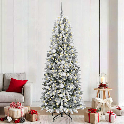 Vidaxl kunstkerstboom wit 210 cm pvc en plastic en staal en pe