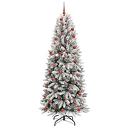 Vidaxl kunstkerstboom wit 210 cm pvc en plastic en staal en pe - afbeelding 2