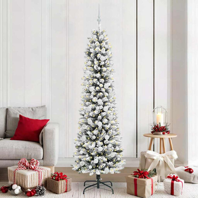 Vidaxl kunstkerstboom wit 210 cm pvc en metaal en plastic