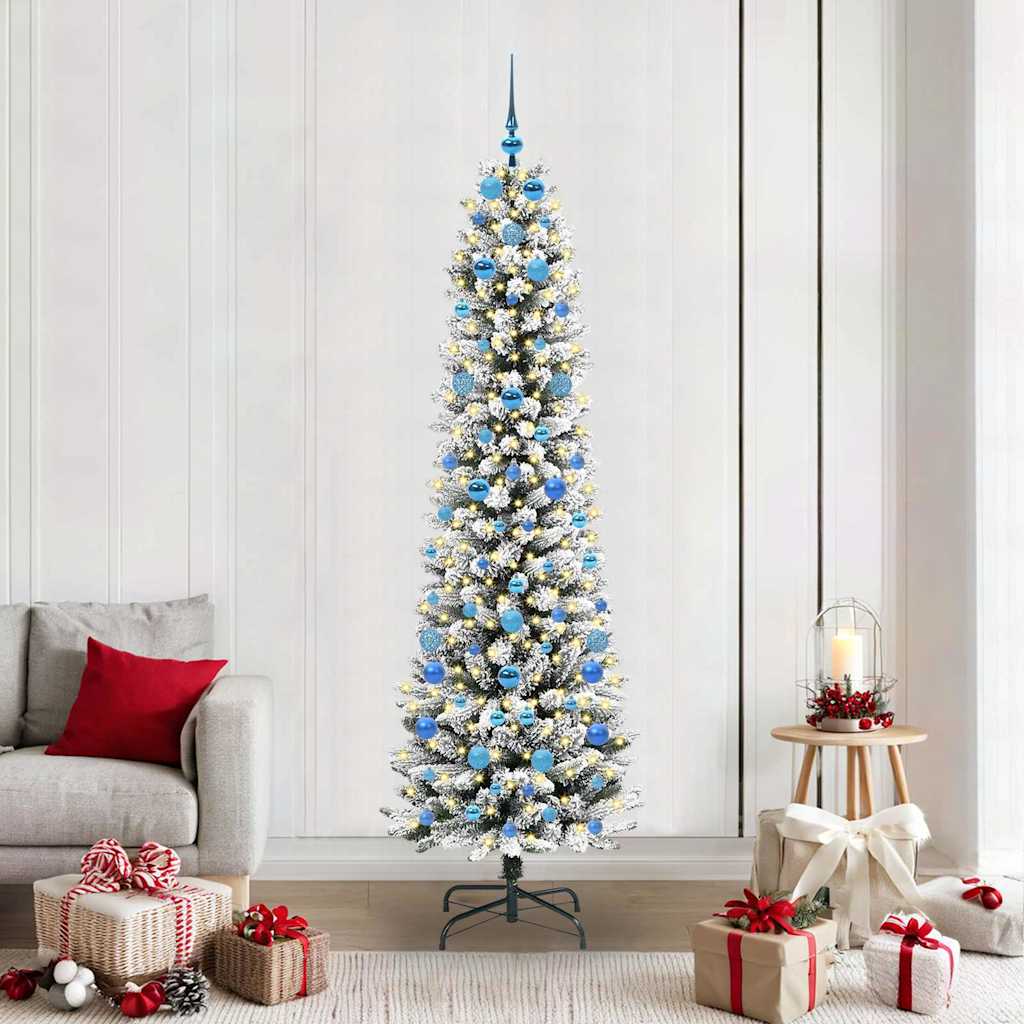 Vidaxl kunstkerstboom wit 210 cm pvc en metaal en plastic