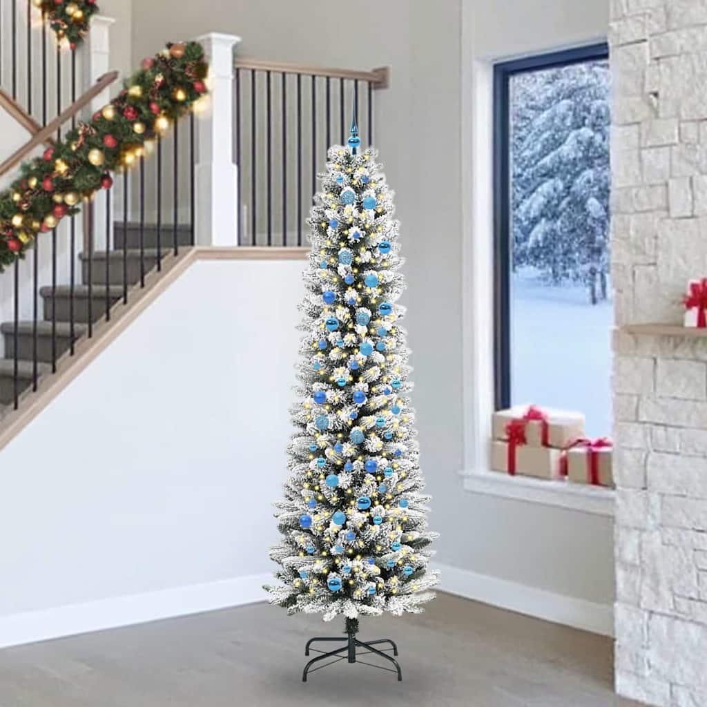 Vidaxl kunstkerstboom wit 240 cm pvc en metaal en plastic