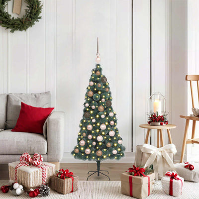 Vidaxl kunstmatige vorstverlichte kerstboom met bal set groen 120 cm