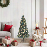 Vidaxl kunstmatige vorstverlichte kerstboom met bal set groen 120 cm - afbeelding 1