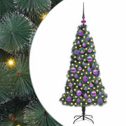 Vidaxl kunstkerstboom met lichtjes en ballenset groen 120 cm pet - afbeelding 2