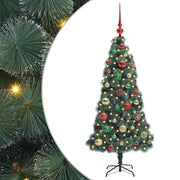 Vidaxl kunstmatige voorverlichte kerstboom met ballenset groen 120 cm - afbeelding 2