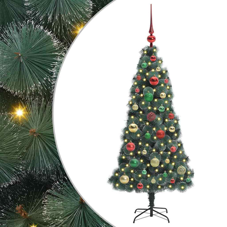 Vidaxl kunstmatige voorverlichte kerstboom met ballenset groen 120 cm