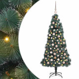 Vidaxl kunstkerstboom met verlichting en ballenset groen 150 cm pet - afbeelding 1