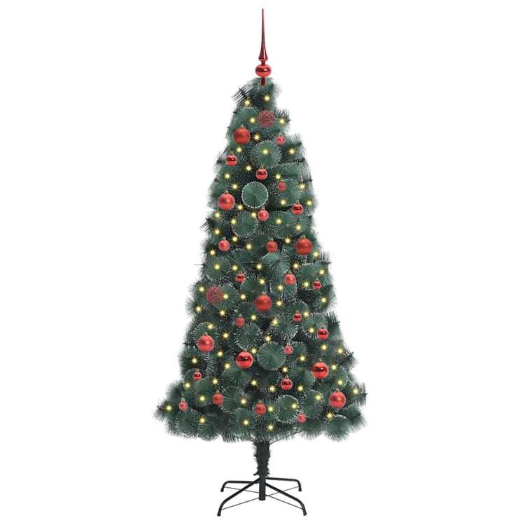 Vidaxl kunstmatige voorverlichte kerstboom met ballenset groen 150 cm