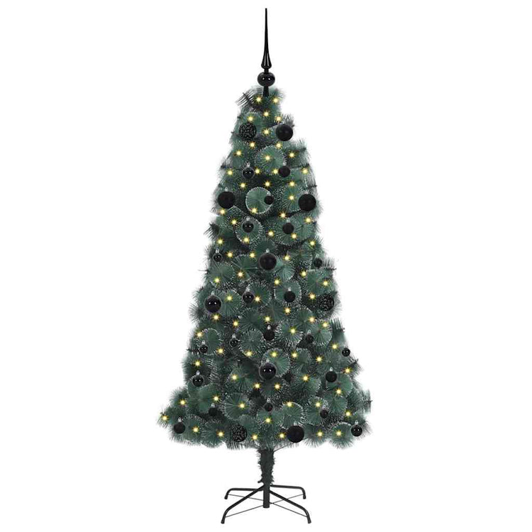 Vidaxl kunstmatige voorverlichte kerstboom met bal set groen 150 cm