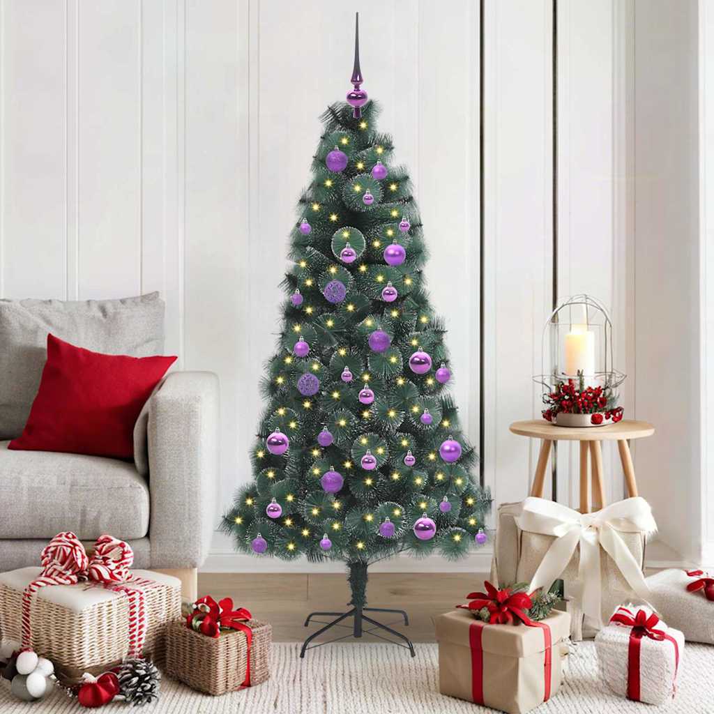 Vidaxl kunstmatig voorverlicht kerstboom met ballenset groen 150 cm