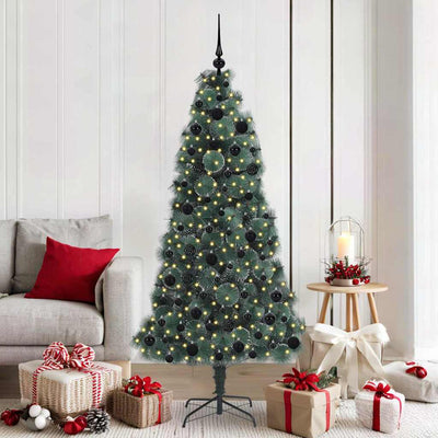 Vidaxl kunst kerstboom met verlichting en bal set groen 180 cm pet