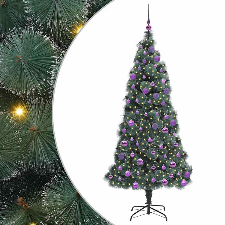 Vidaxl kunstmatige voorverlichte kerstboom met ballenset groen 180 cm