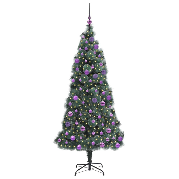 Vidaxl kunstmatige voorverlichte kerstboom met ballenset groen 180 cm