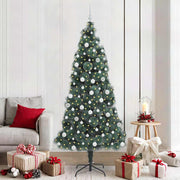Vidaxl kunstmatige voorverlichte kerstboom met ballenset groen 210 cm - afbeelding 1